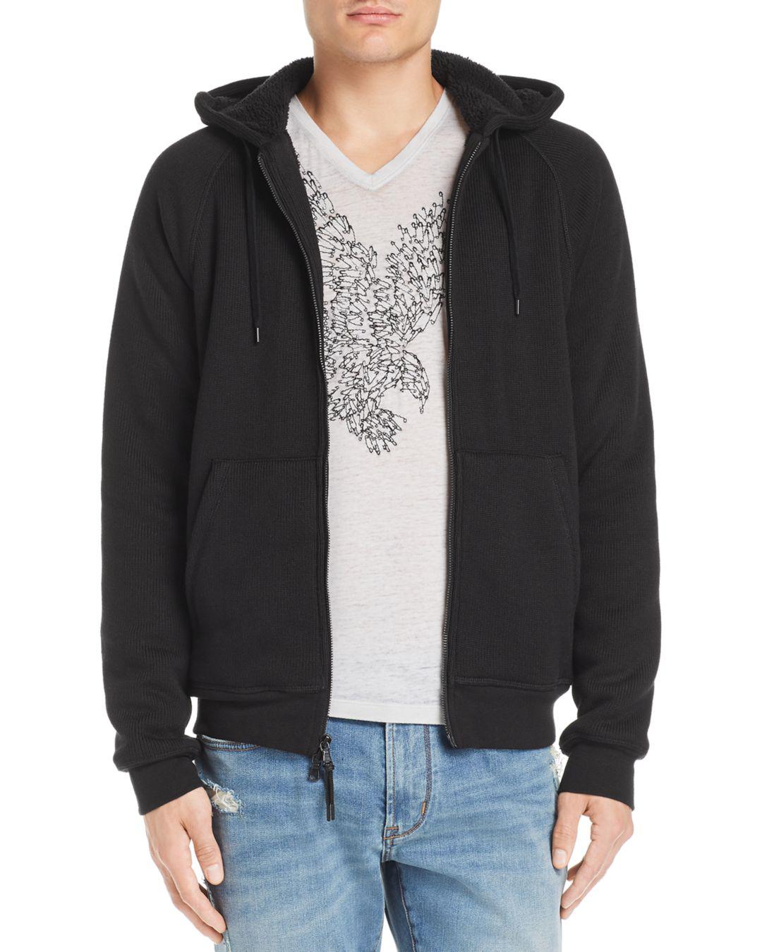 faux shearling hoodie mens