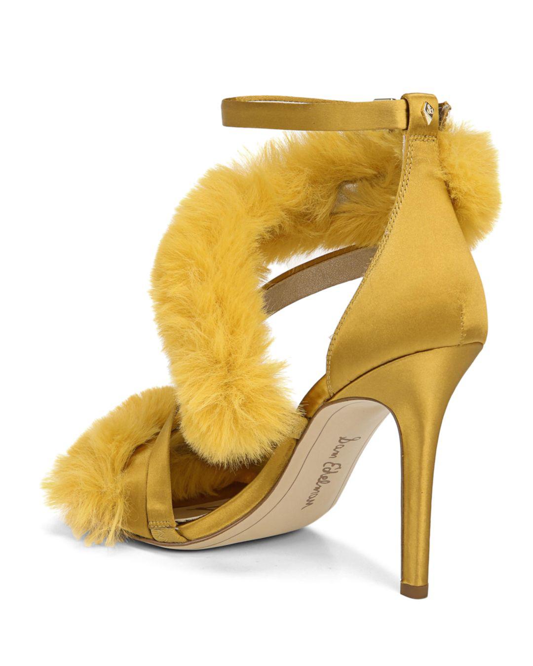 adelle faux fur heeled sandal