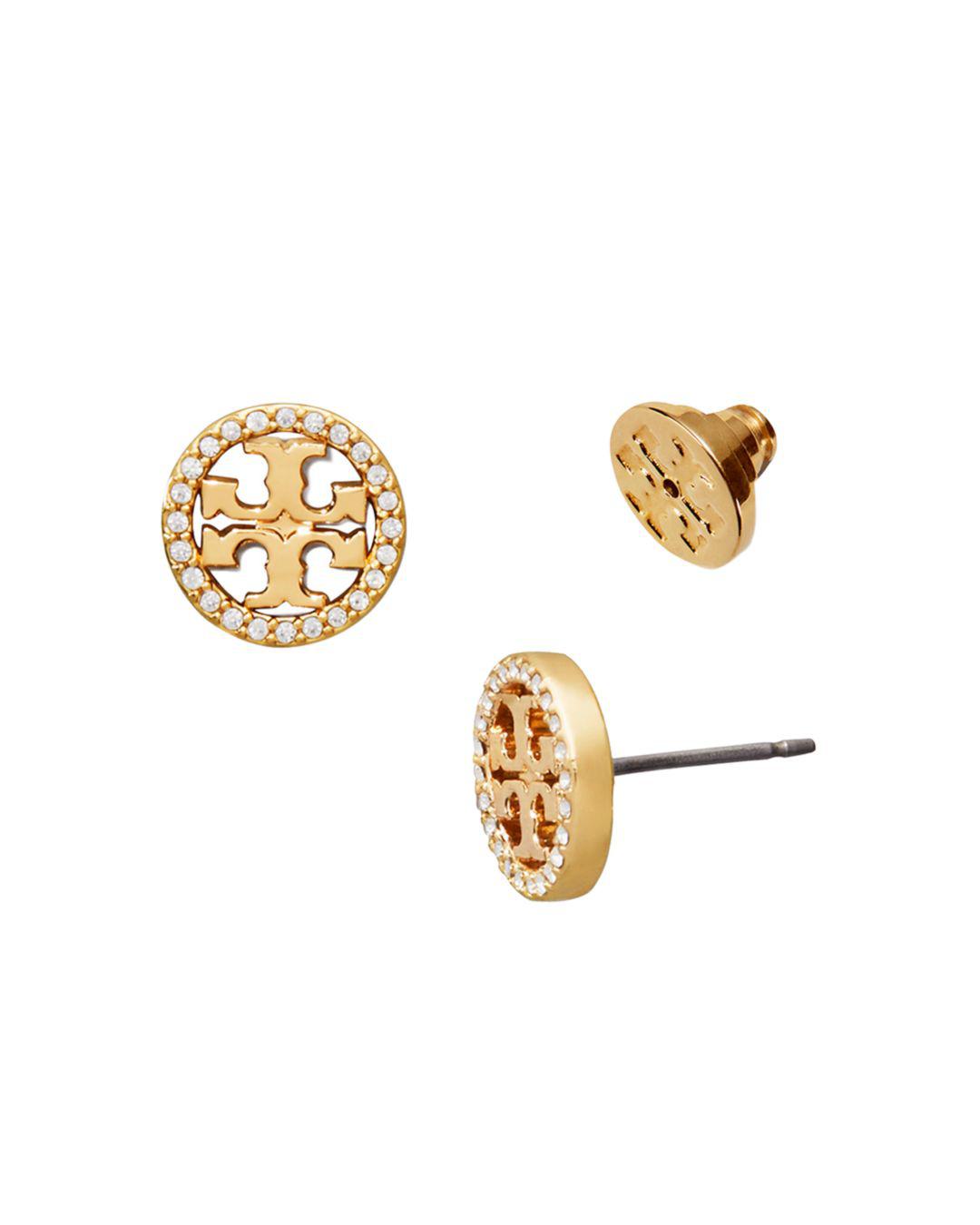 Tory burch crystal logo stud earrings Clearance