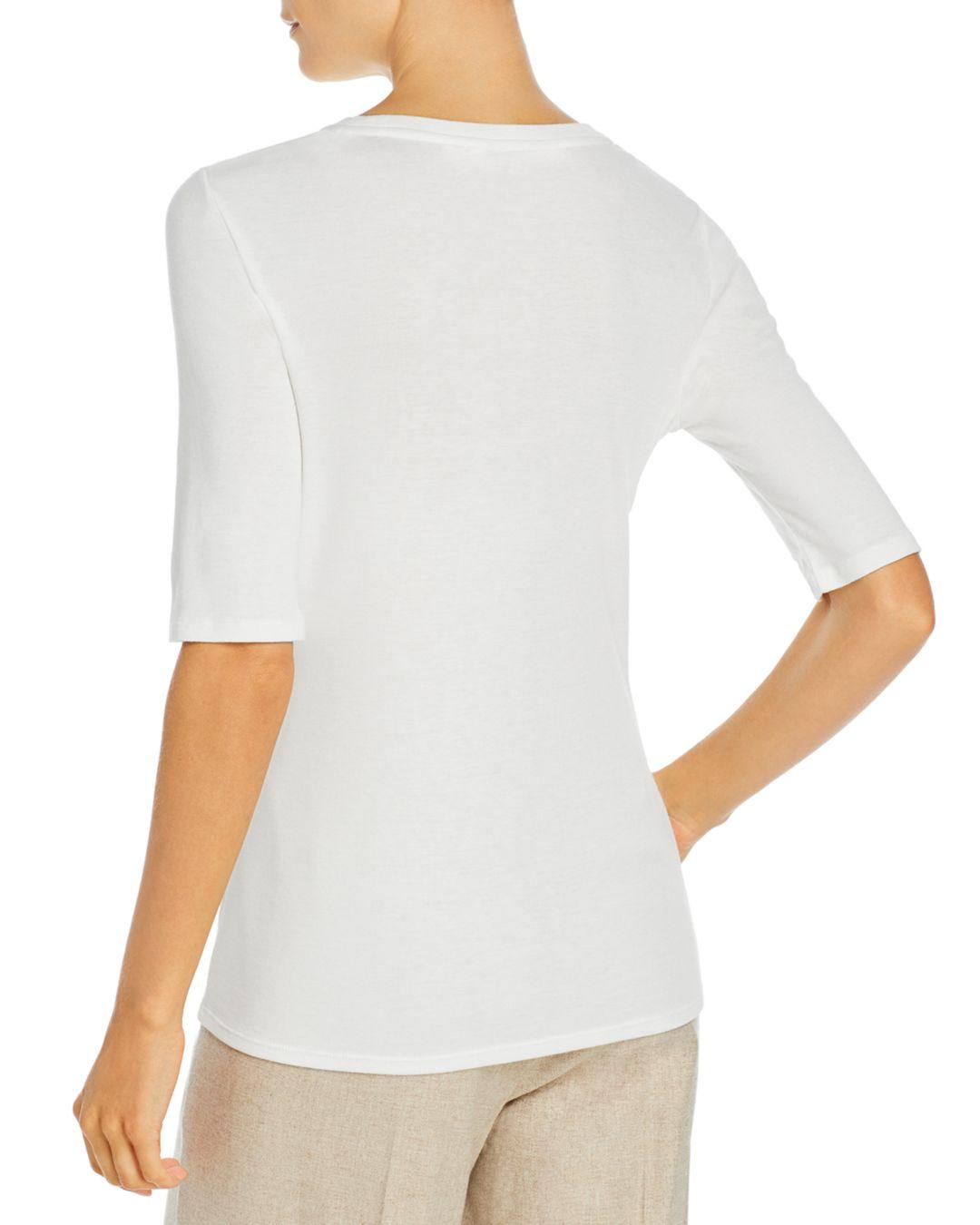 Vince Cotton Elbow Sleeve Crewneck Tee in White Lyst