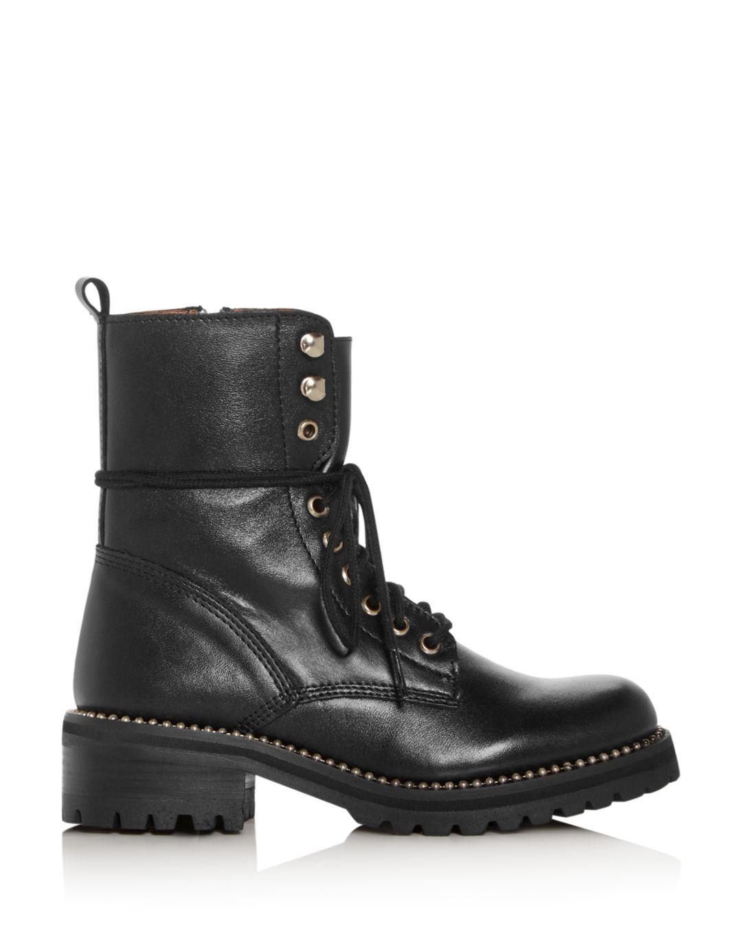 Aqua Leather Women's Jax Combat Boots in Black - Lyst