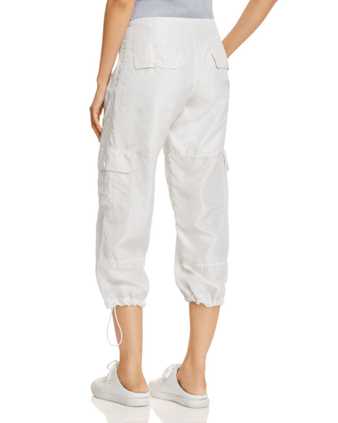 Theory Silk Cargo Pants in White - Lyst