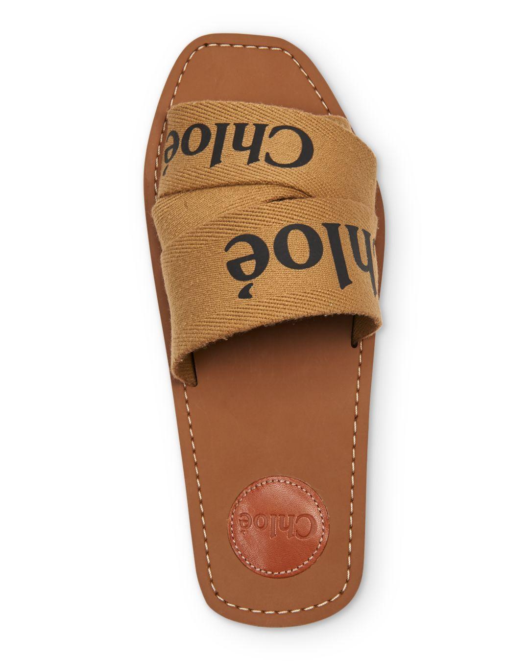 Chloé Women's Woody Logo Slide Sandals in Brown - Lyst