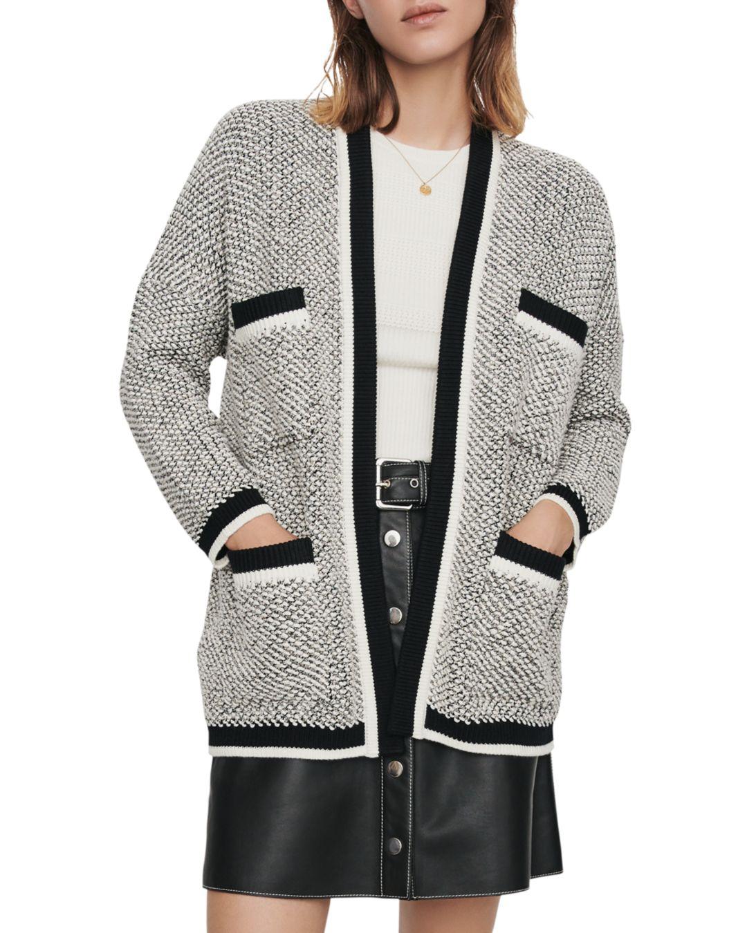 maje cardigan with contrast stripes