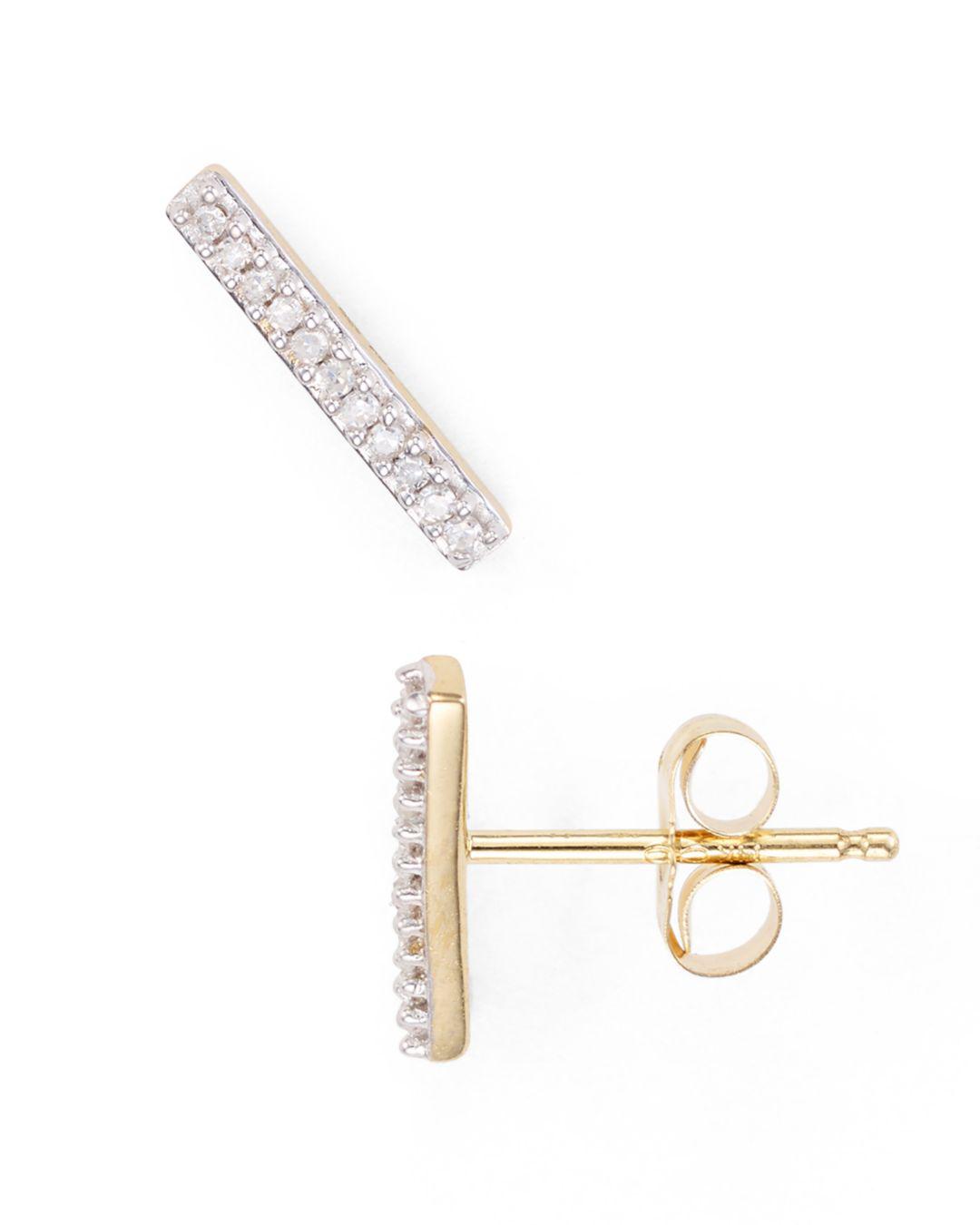 Adina Reyter Diamond Pavé Bar Stud Earrings in Gold (Metallic) | Lyst