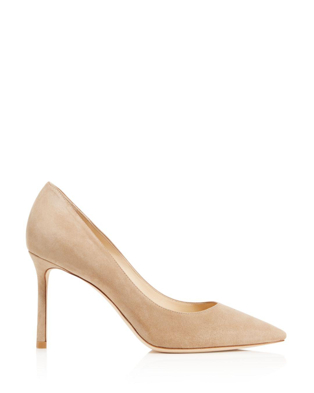 nude suede pointed heels