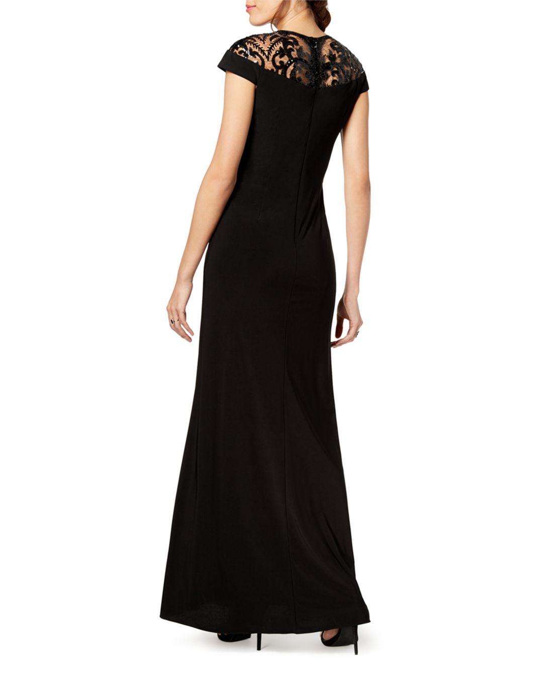 Adrianna Papell Embellished Illusion - Yoke Gown in Black - Lyst
