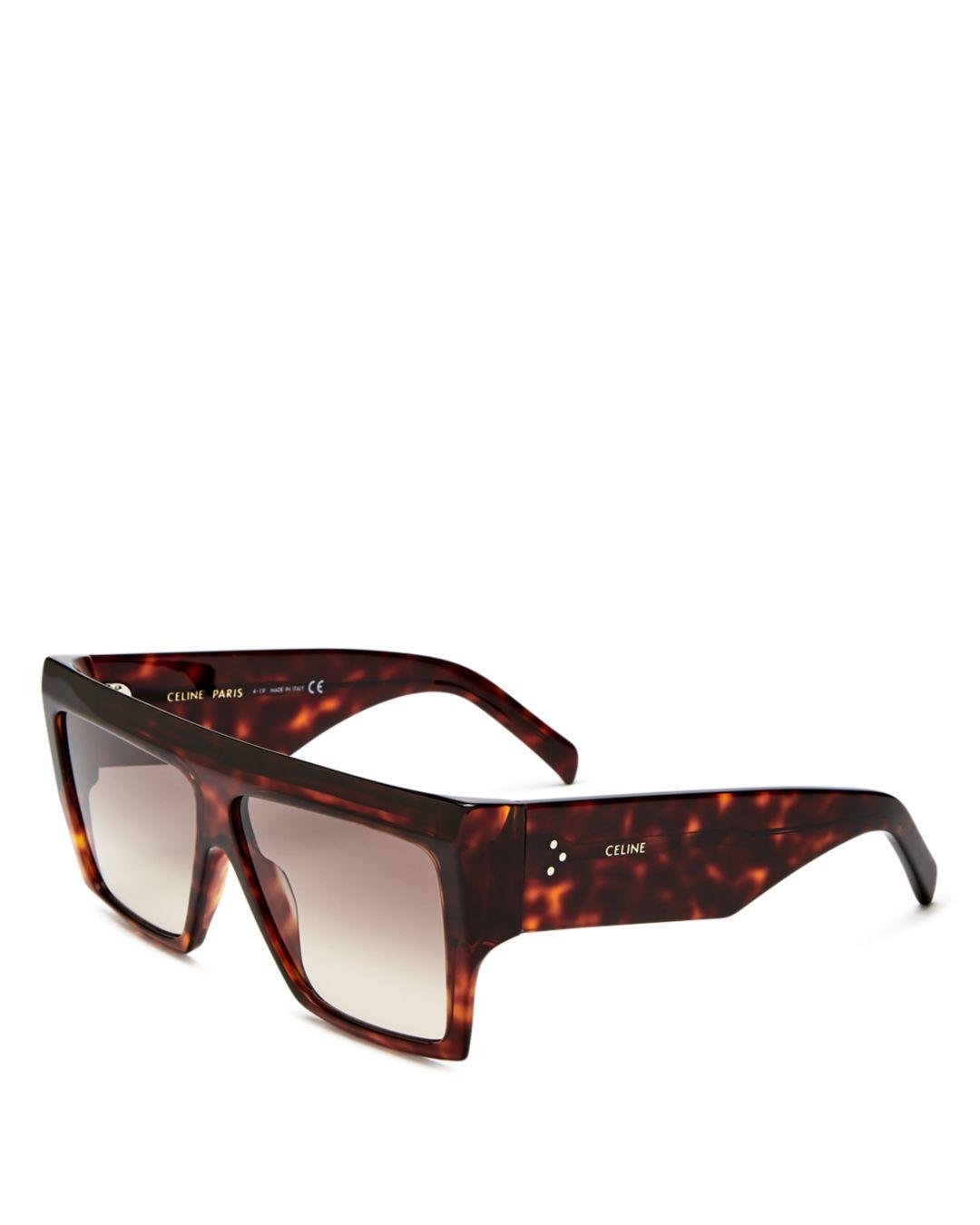 Celine Unisex Square Sunglasses in Brown - Lyst