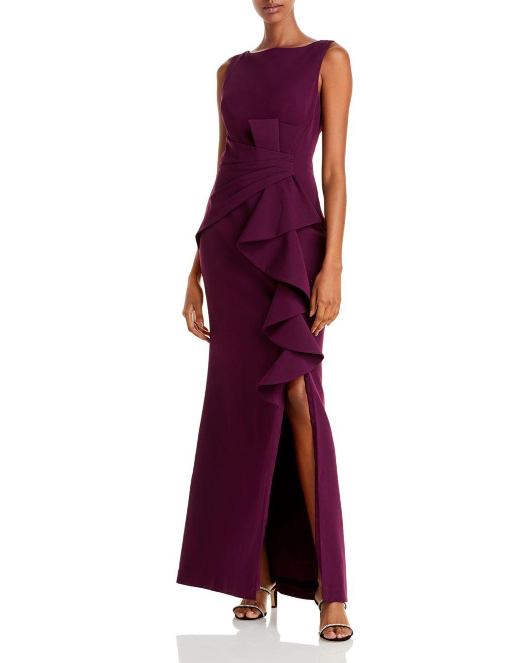 Eliza J Synthetic Cascading Ruffle Gown 