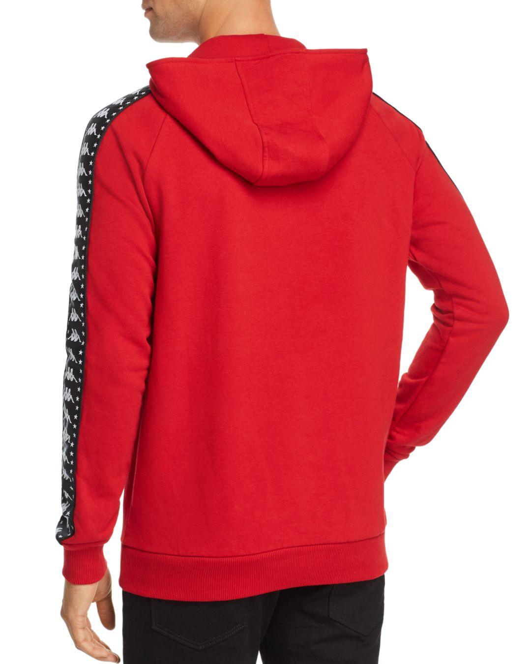 Kappa Authentic Bzaleh Embossed - Logo Hooded Sweatshirt in Red/Black ...