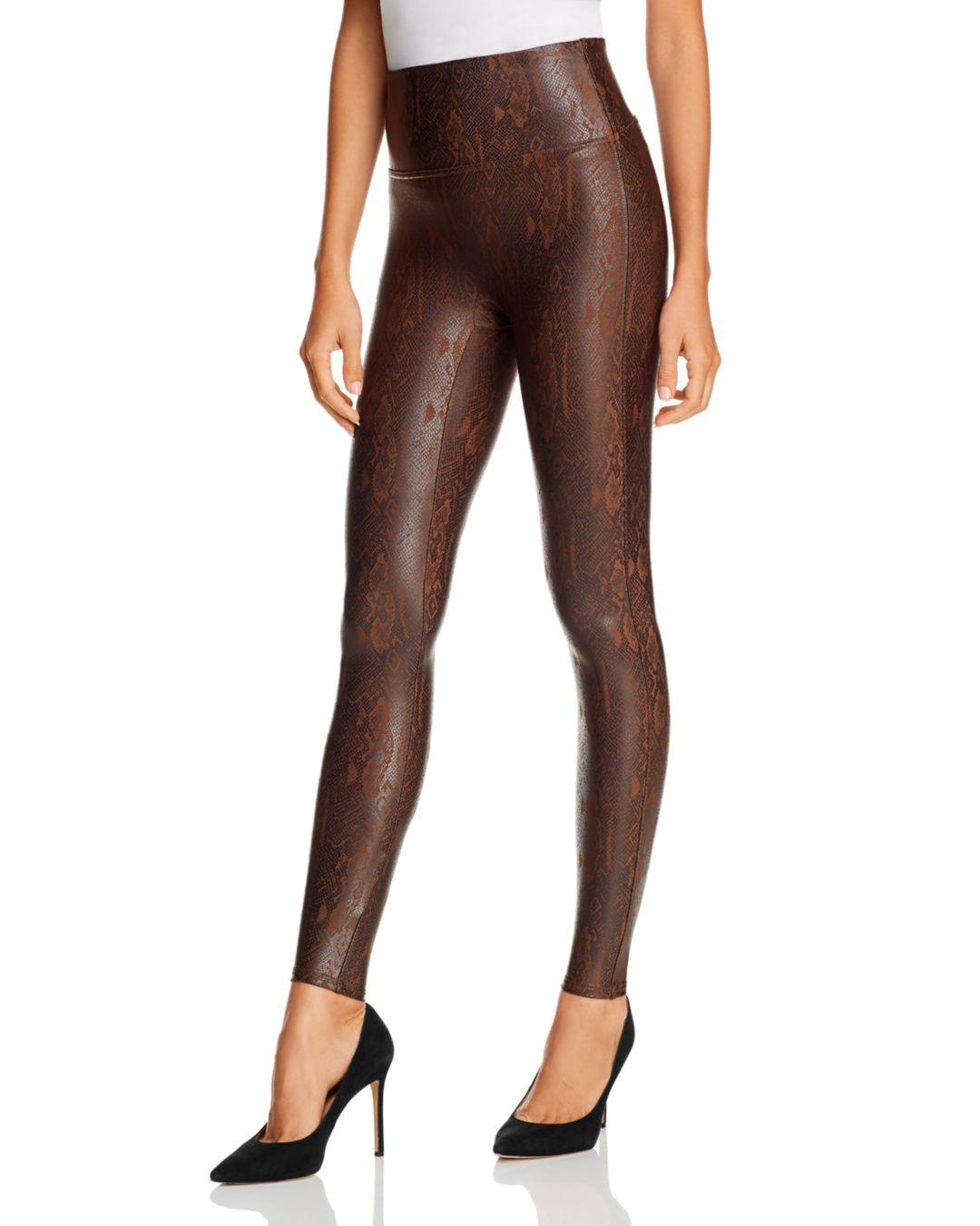 Faux Leather Leggings in Brown Snake 