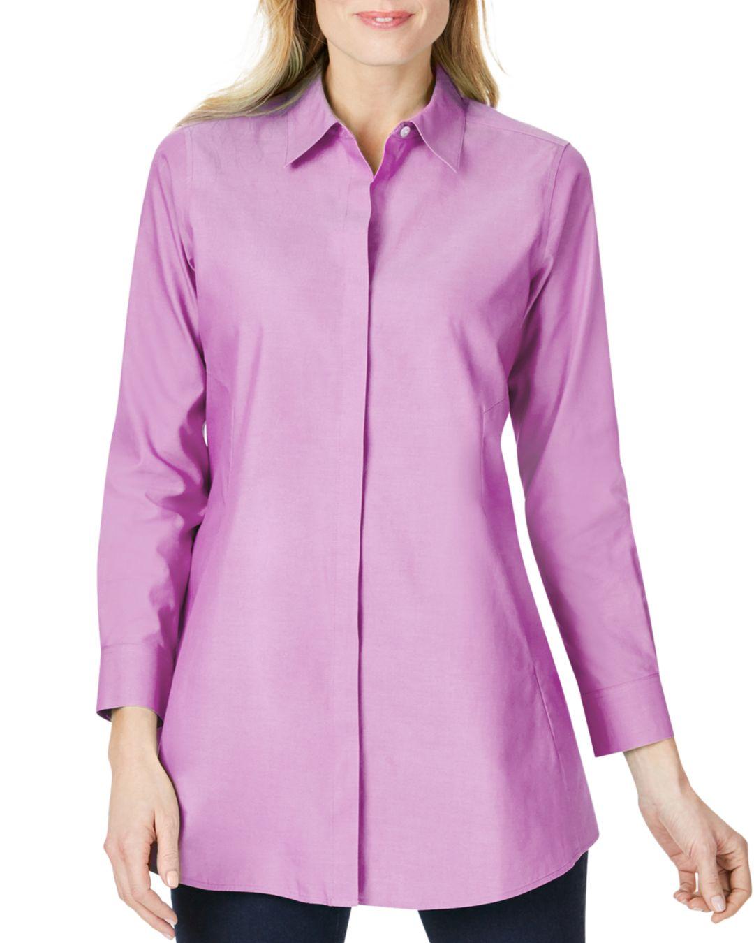 Foxcroft Cici Cotton Non Iron Tunic Shirt in Purple Lyst