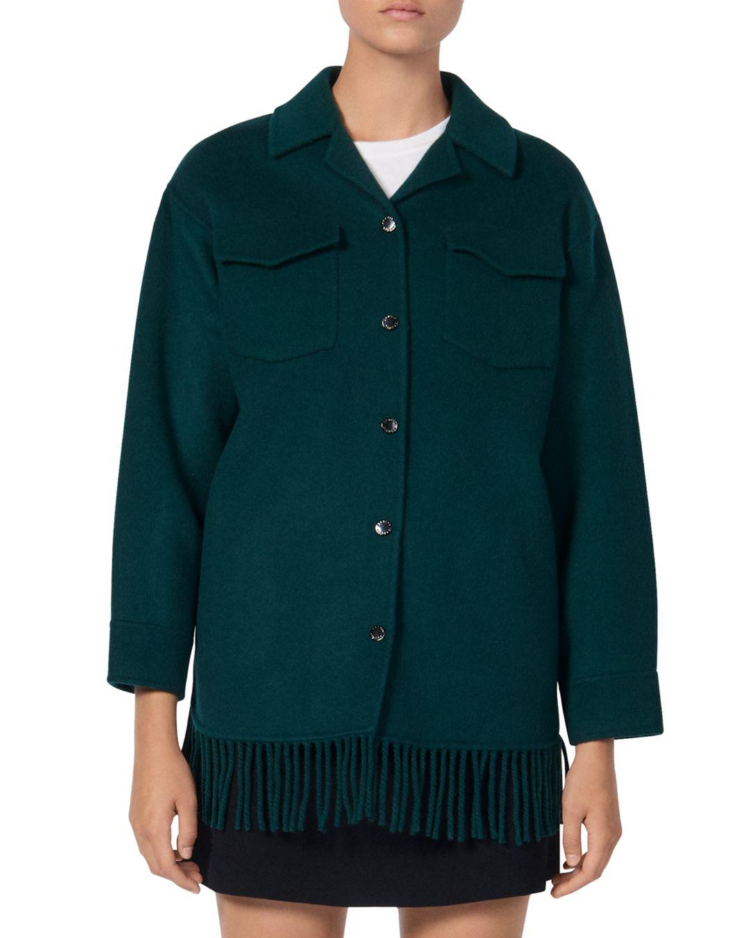 sandro fringe leather jacket