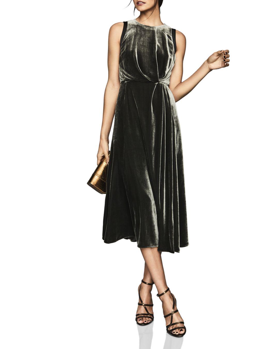 Reiss Eudora Velvet Bow Detail Midi 