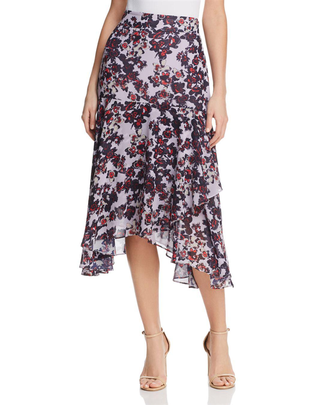 Whistles Asymmetric Floral Skirt - Lyst