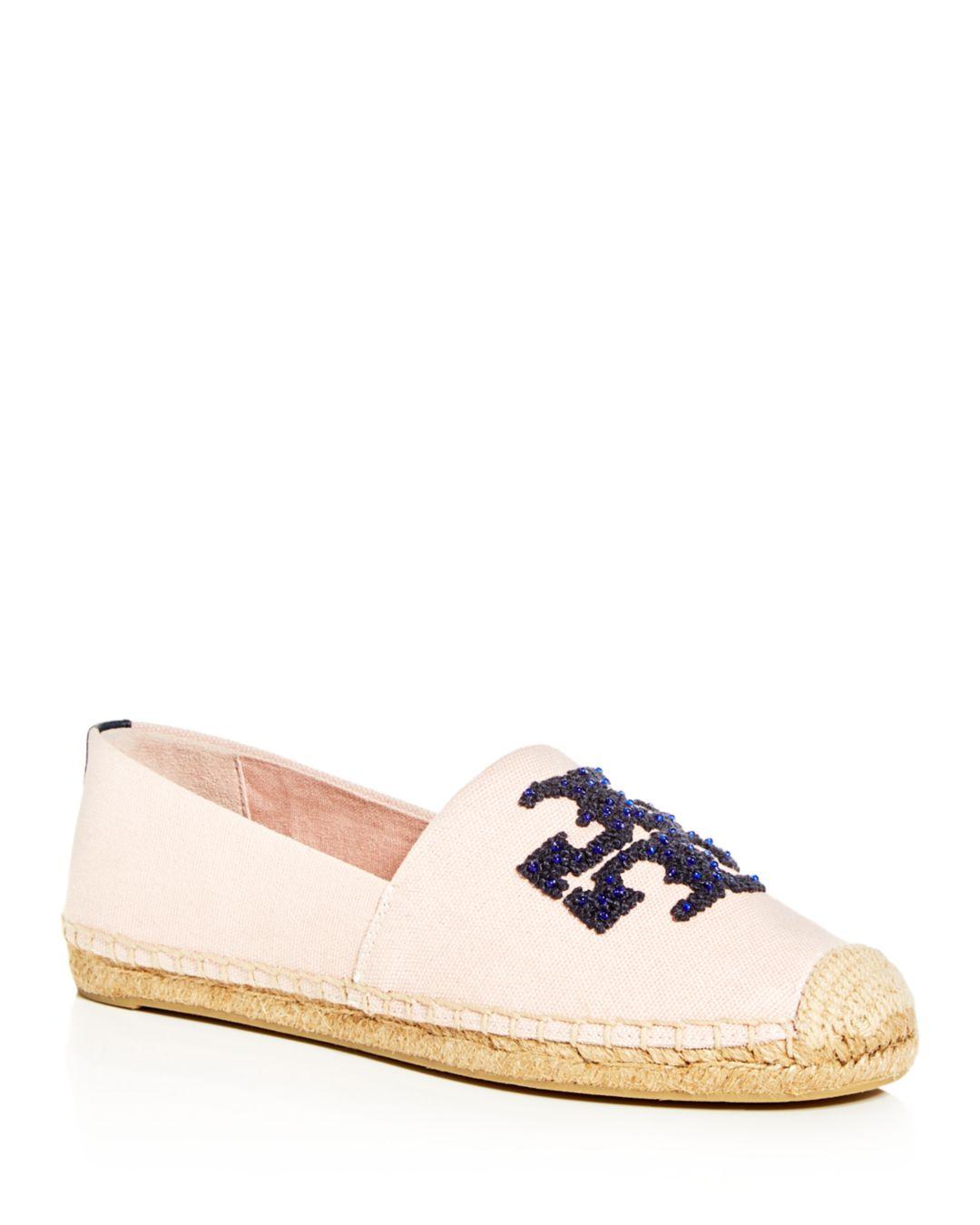tory burch elisa logo flat espadrilles