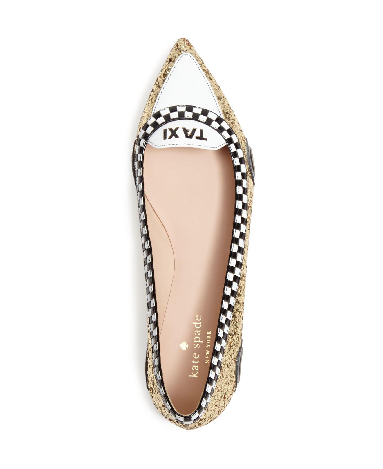 Kate Spade Leather Go Taxi Flats in Gold/Black/White (Metallic) - Lyst