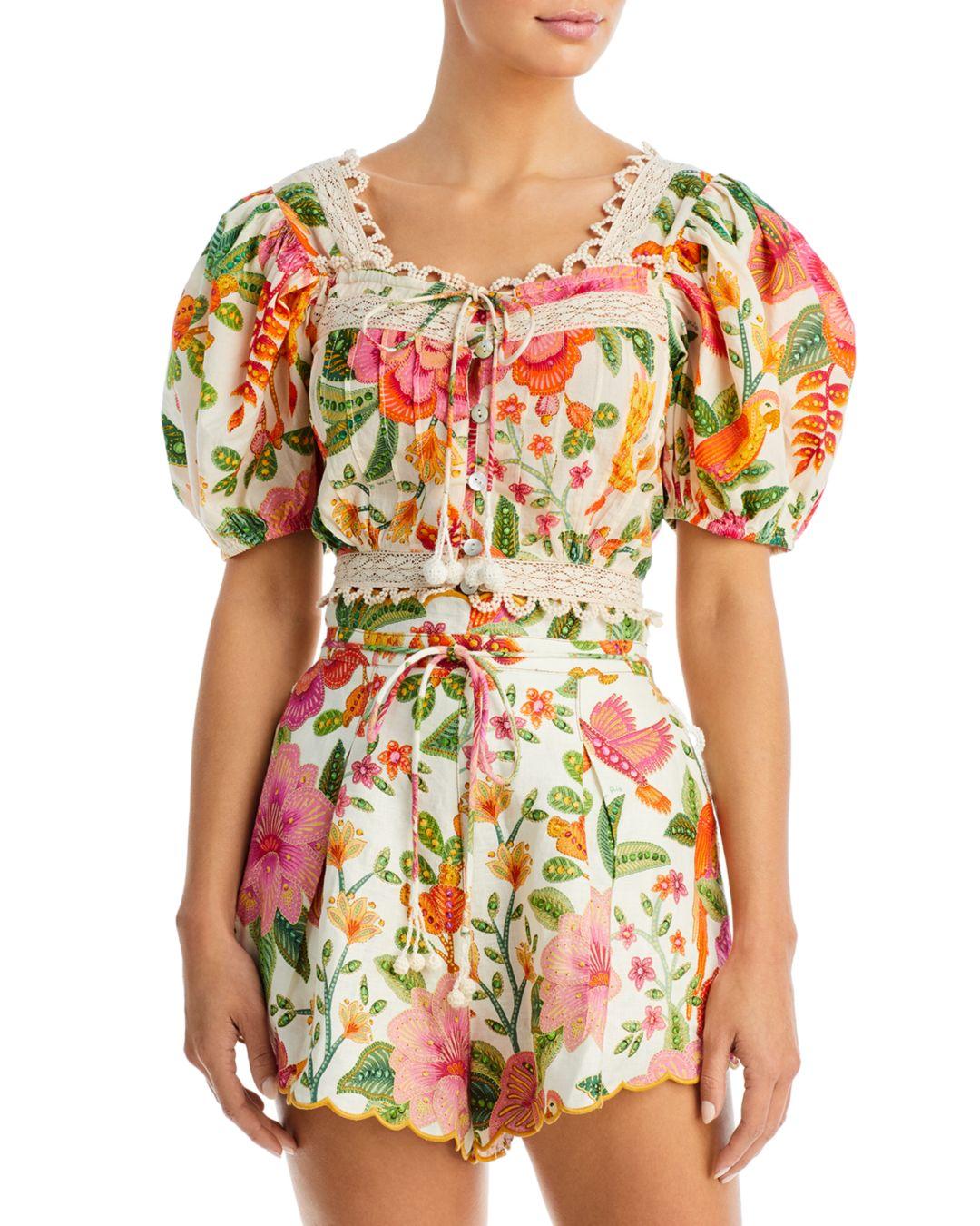 FARM Rio Macaw Bloom Cotton Top in Orange | Lyst