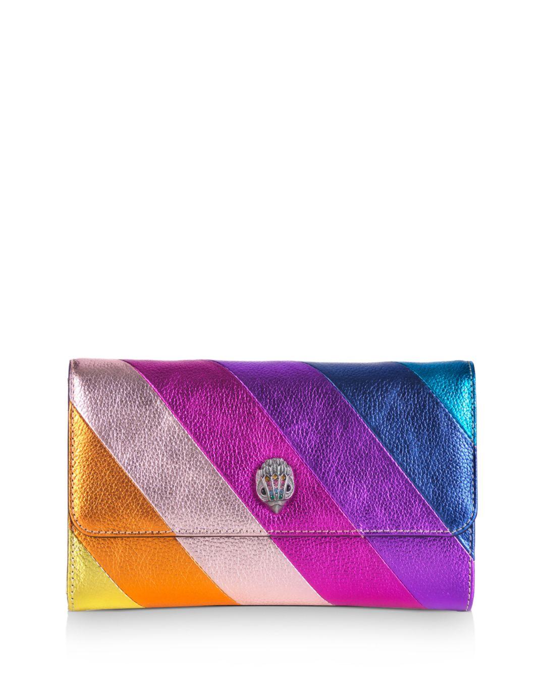 Kurt Geiger K Stripe Mini Leather Chain Wallet in Purple - Lyst