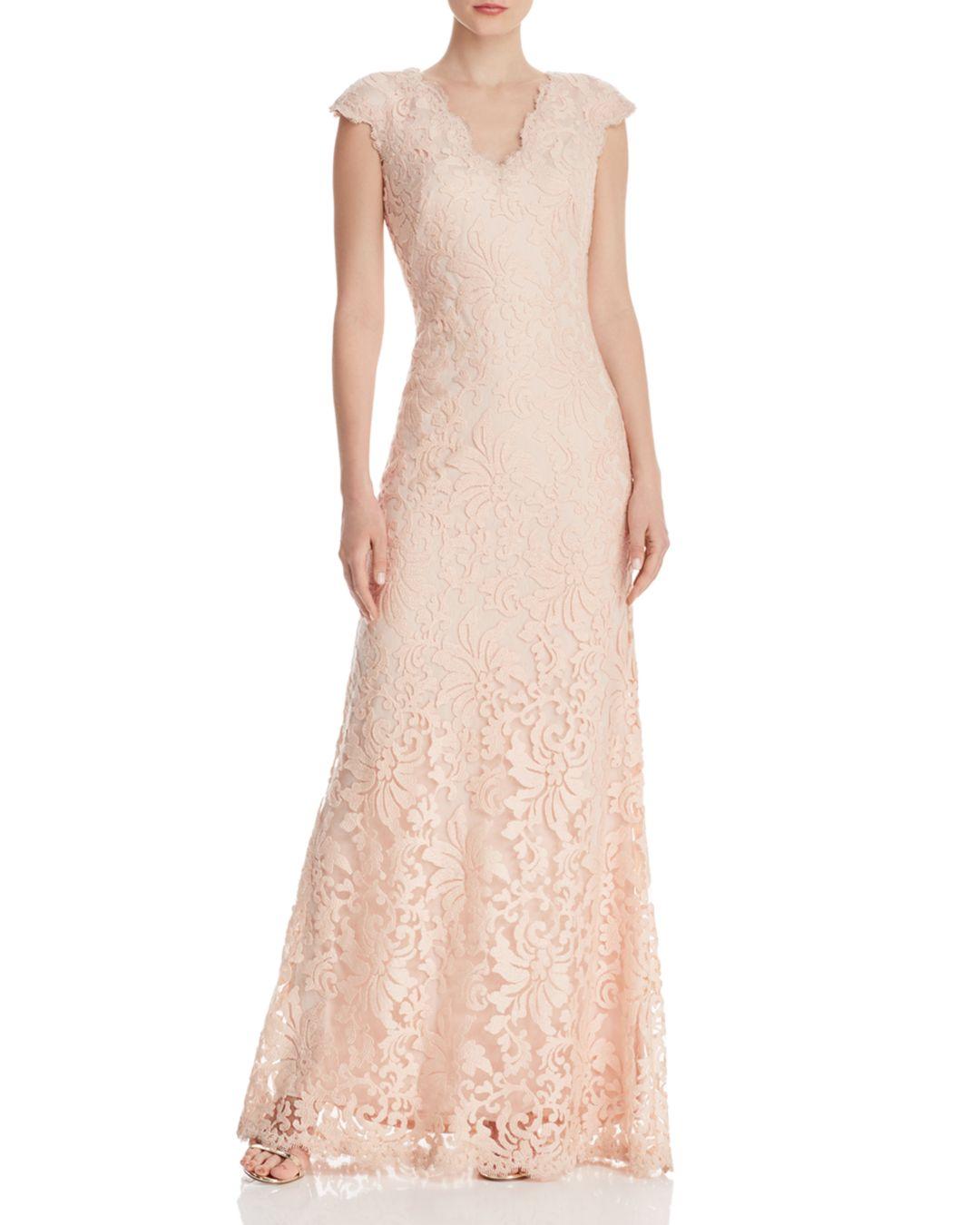 Tadashi Shoji Cap Sleeve Lace Gown in Primrose (Pink) - Lyst