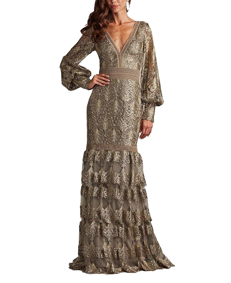【Tadashi Shoji】Aponi Tiered Sequin Embroidered Gown Aponi Tiered Sequin Embroidered Gown | Tadashi Shoji