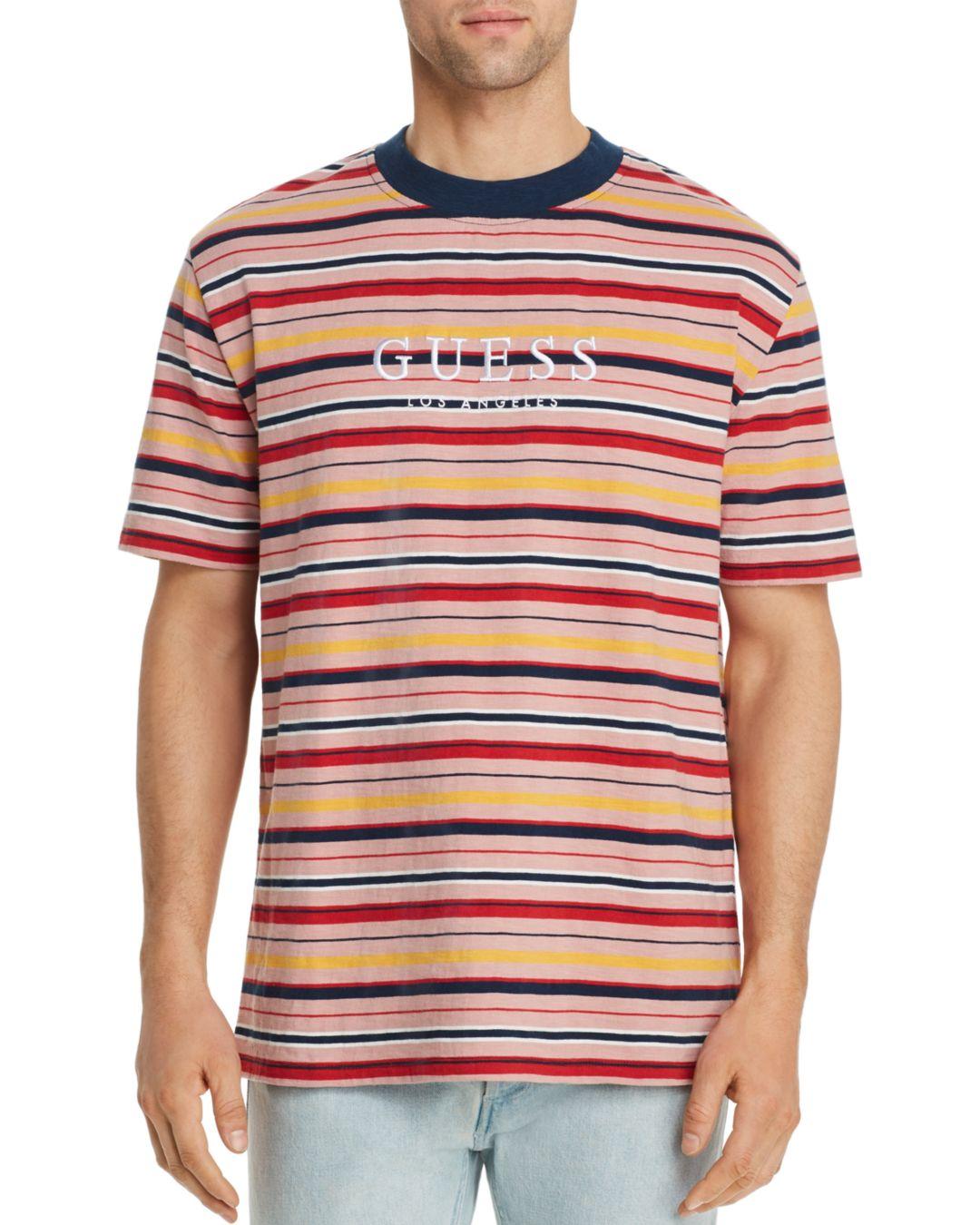 guess red and white striped t shirt