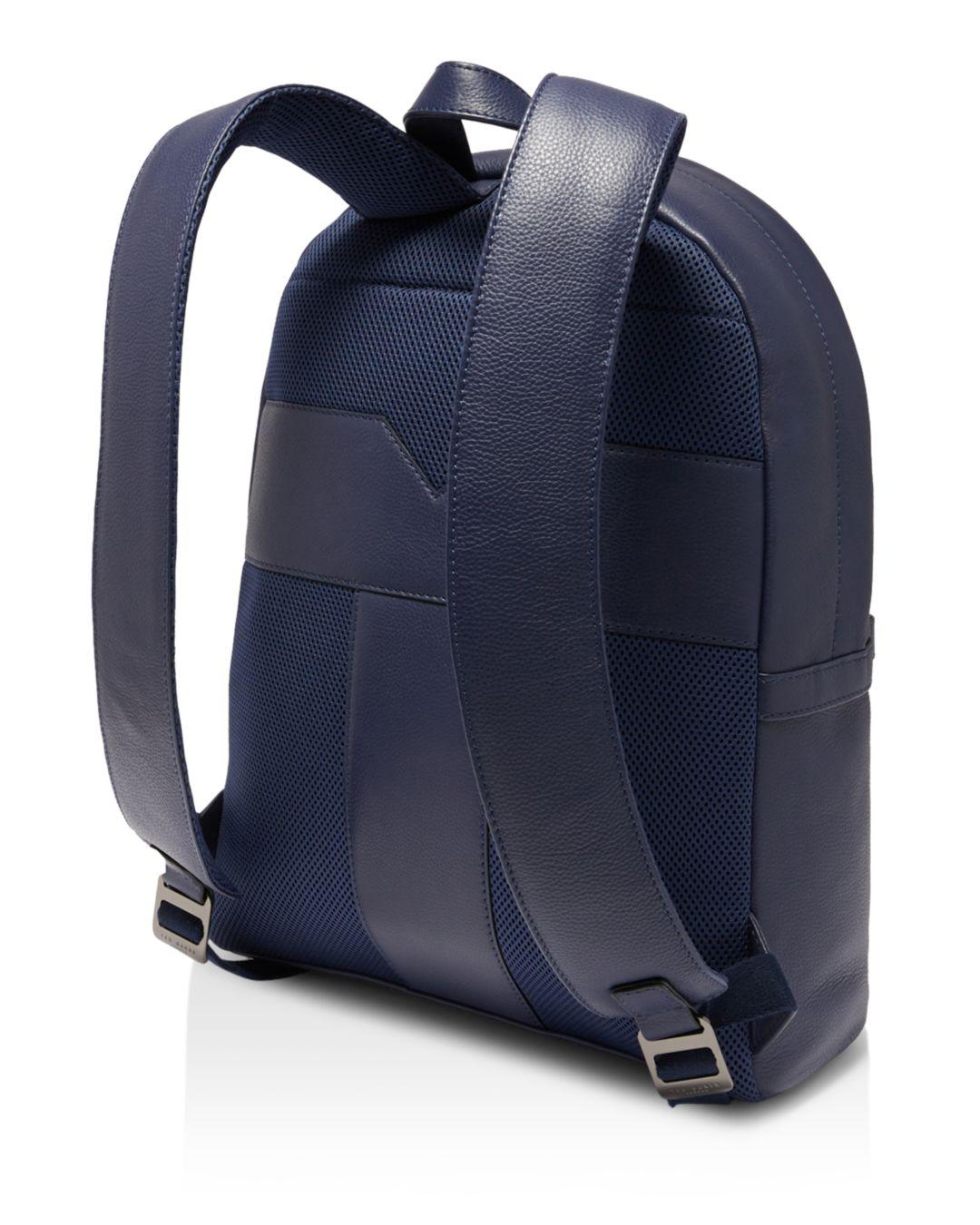 striped leather backpack