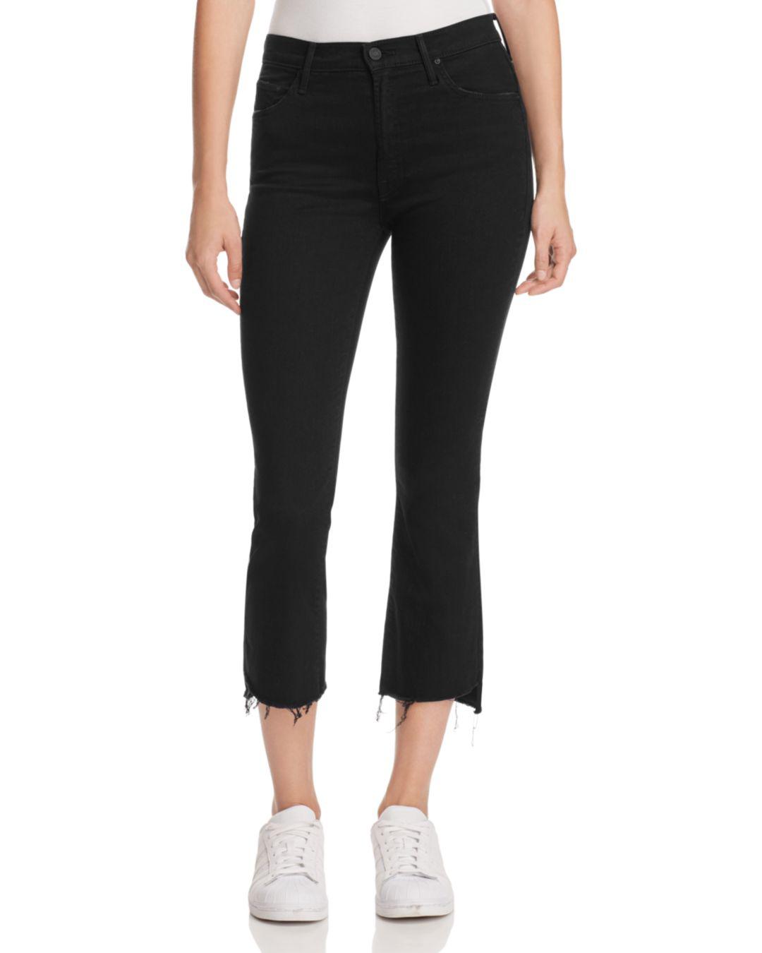 Mother Denim Insider Crop Step Fray Jeans In Not Guilty in Black - Lyst