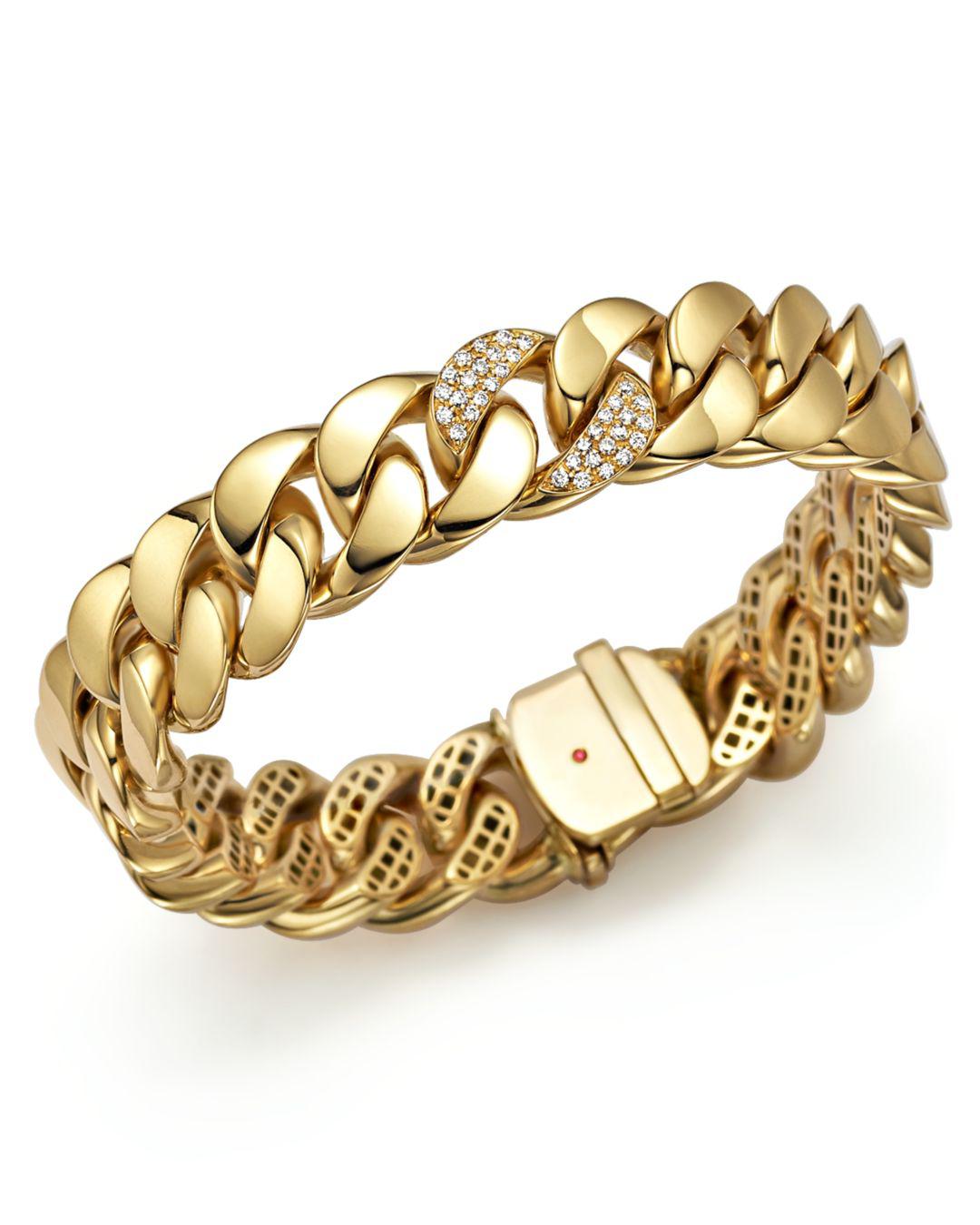 Roberto Coin 18k Yellow Gold Link Bracelet With Diamonds in Metallic Lyst