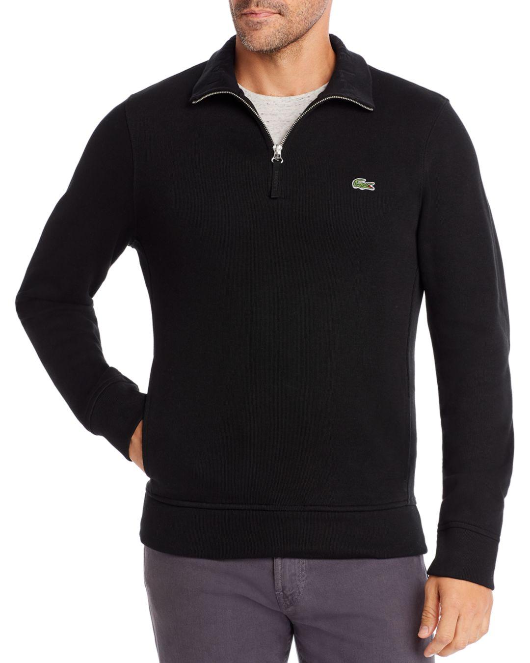 Lacoste Cotton Quarter - Zip Classic Fit Sweater in Black for Men - Lyst