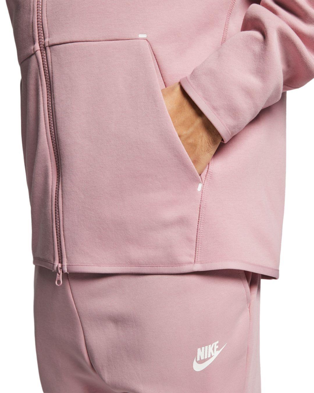 Nike Sportswear Cotton Blend Tech Fleece Zip Up Hoodie In Plum Chalk