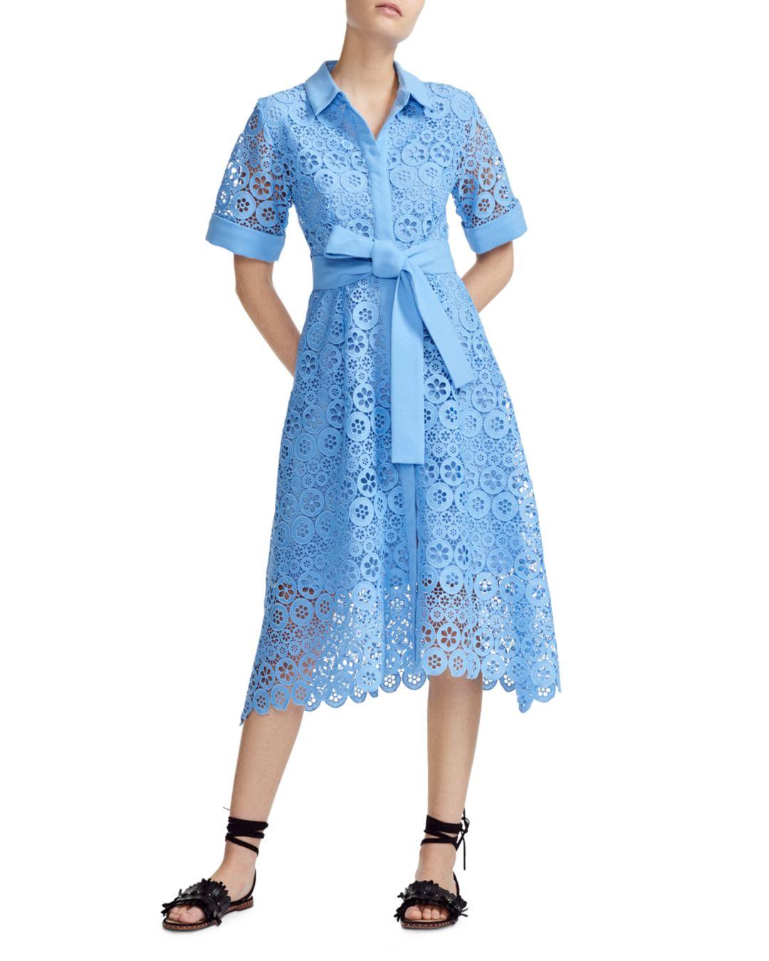 Maje Ralfa Belted Lace Dress in Blue - Save 17% - Lyst