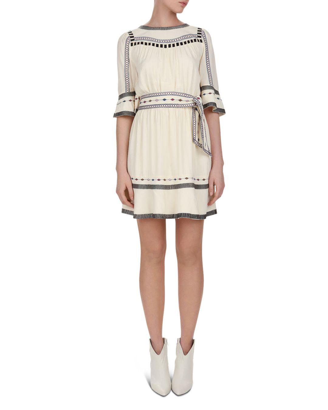 Ba&sh Plaza Embroidered Bell - Sleeve Dress in White | Lyst Canada