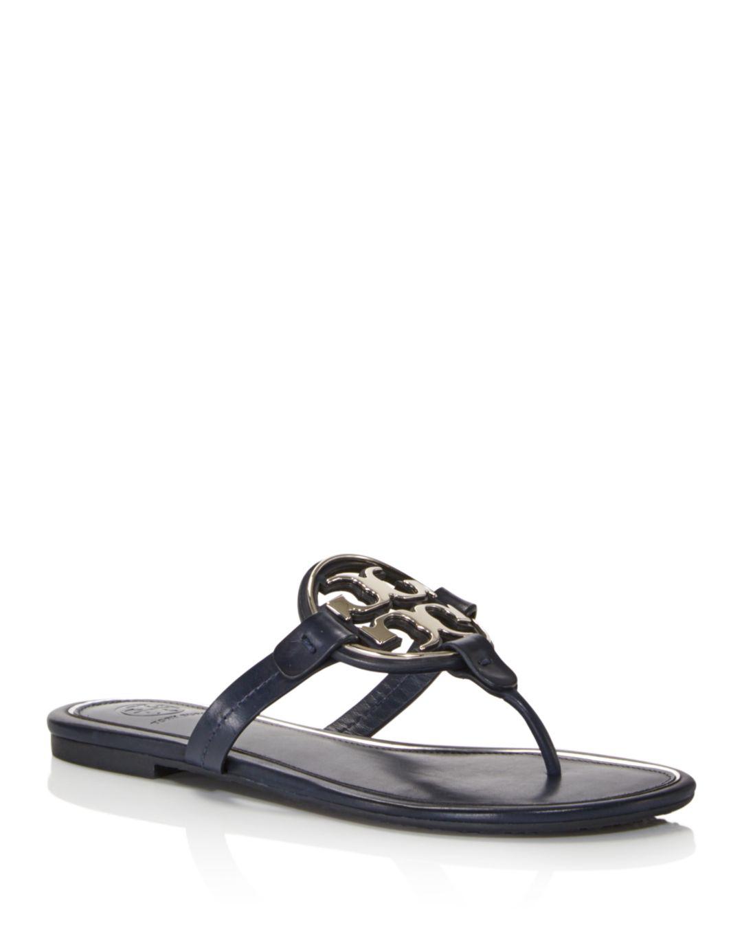 Tory Burch Women's Metal Miller Leather Thong Sandals in Blue - Lyst