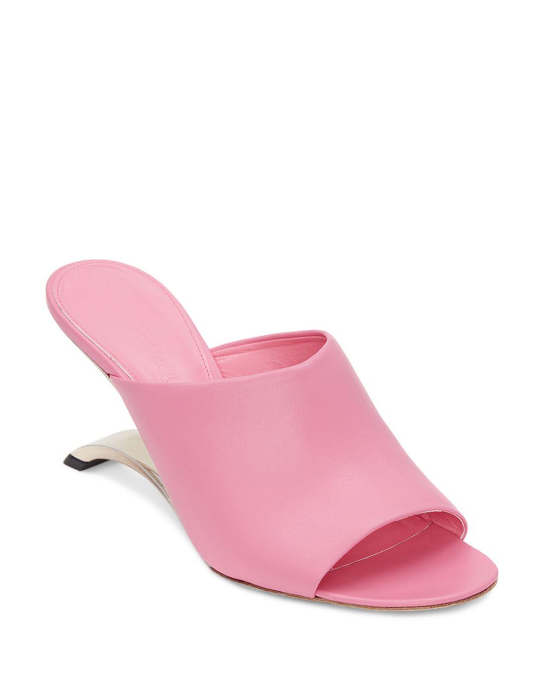 Alexander McQueen Arc High Heel Slide Sandals in Pink | Lyst