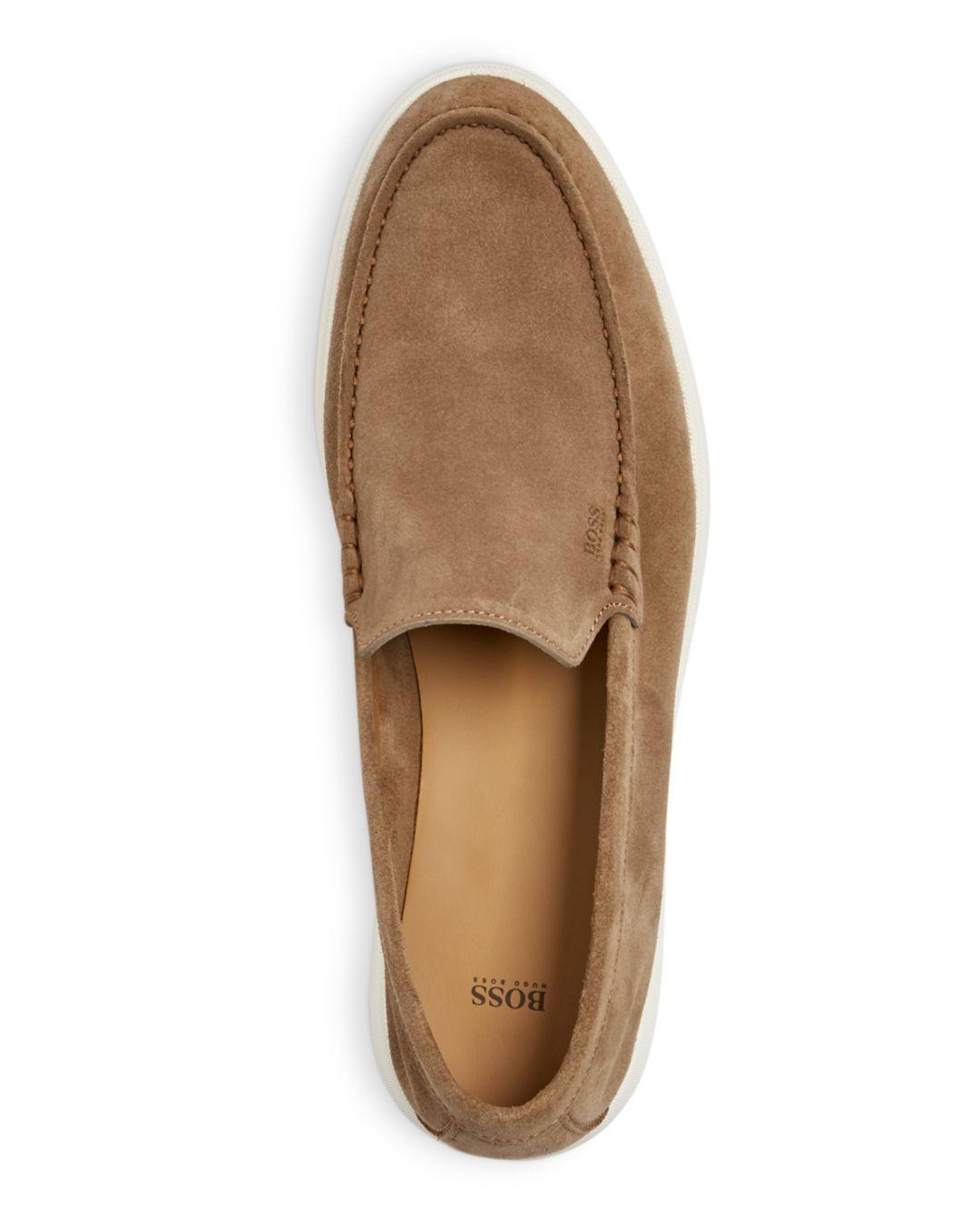 BOSS by HUGO BOSS Suede Sienne Moc Toe Loafers in Beige (Natural) for Men |  Lyst