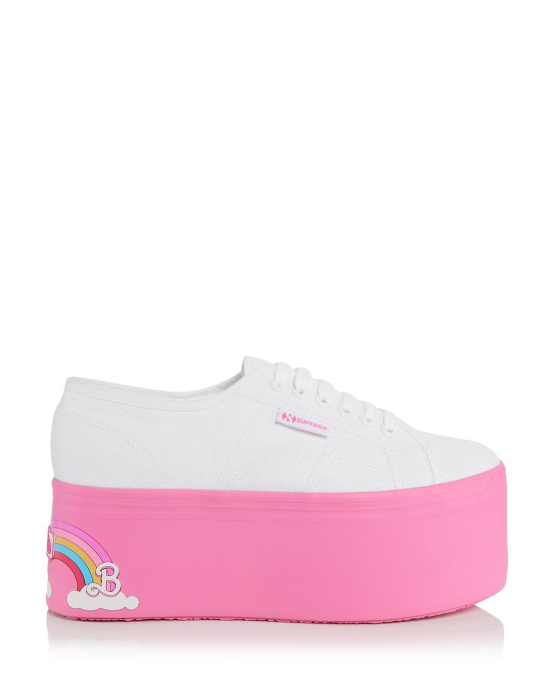 Superga X Barbie Rainbow Platform Lace Up Sneakers in Pink | Lyst
