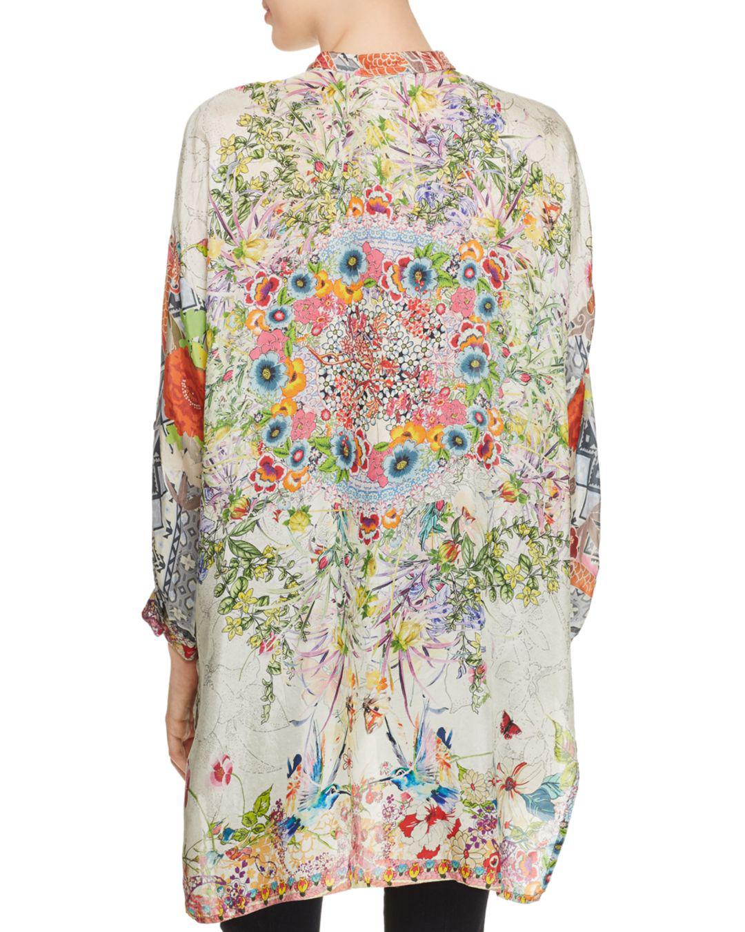 Johnny Was Leilani Printed Silk Blouse 
