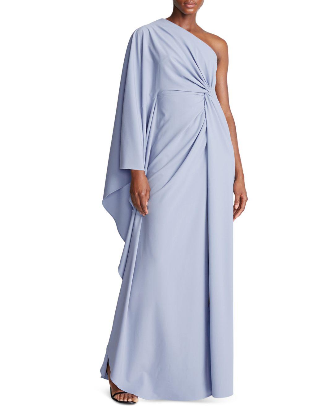 Halston Ariella One Shoulder Draped Gown in Blue | Lyst