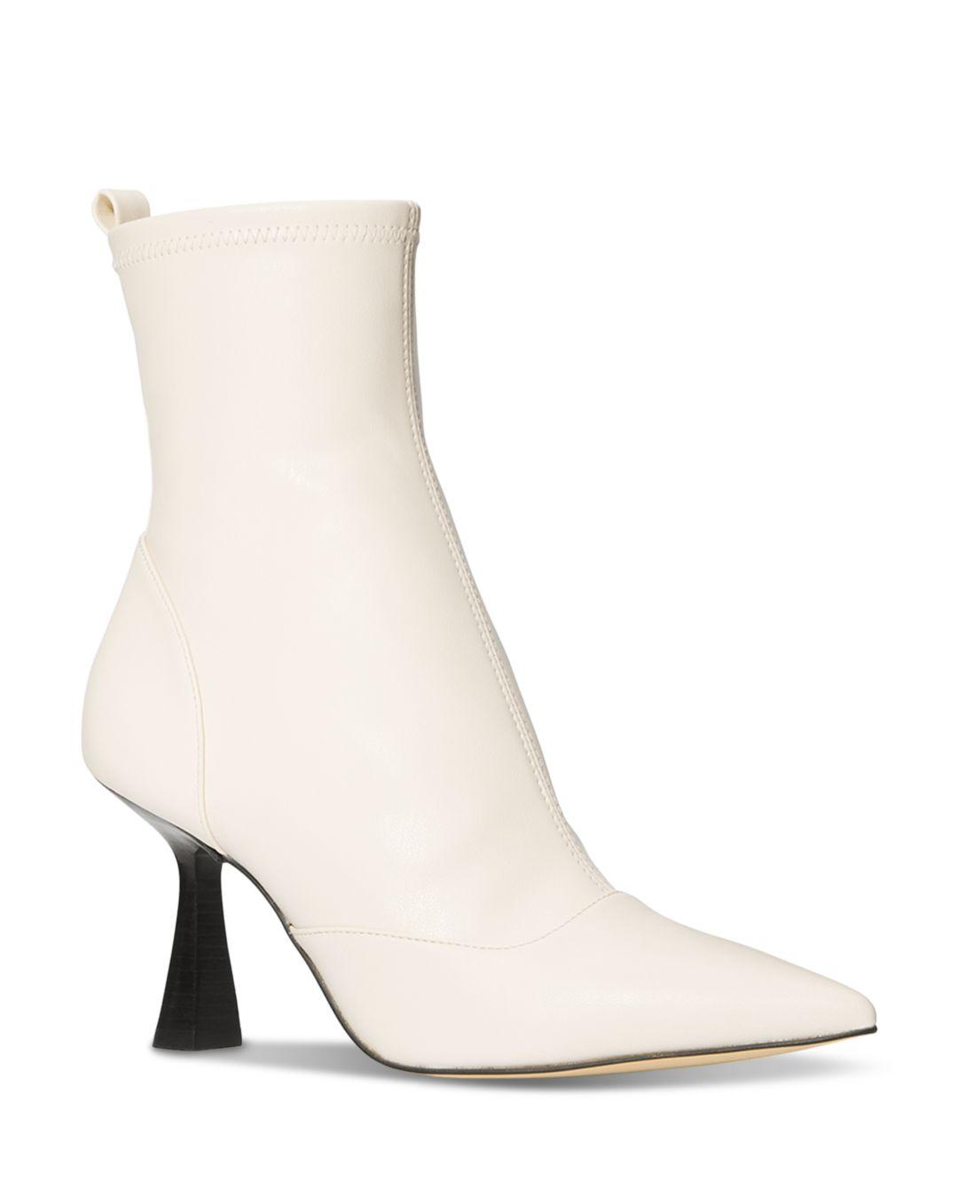Michael Kors Clara Pointed Toe High Heel Booties in White | Lyst