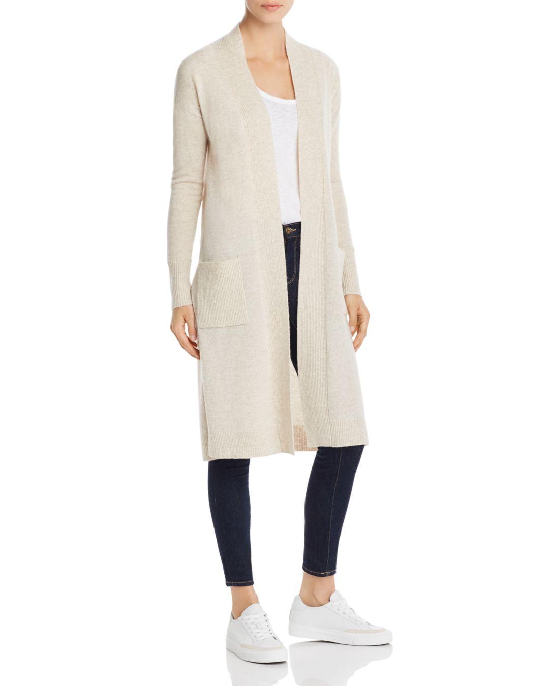 Aqua Cashmere Cashmere Duster Cardigan in Oatmeal (Natural) - Lyst