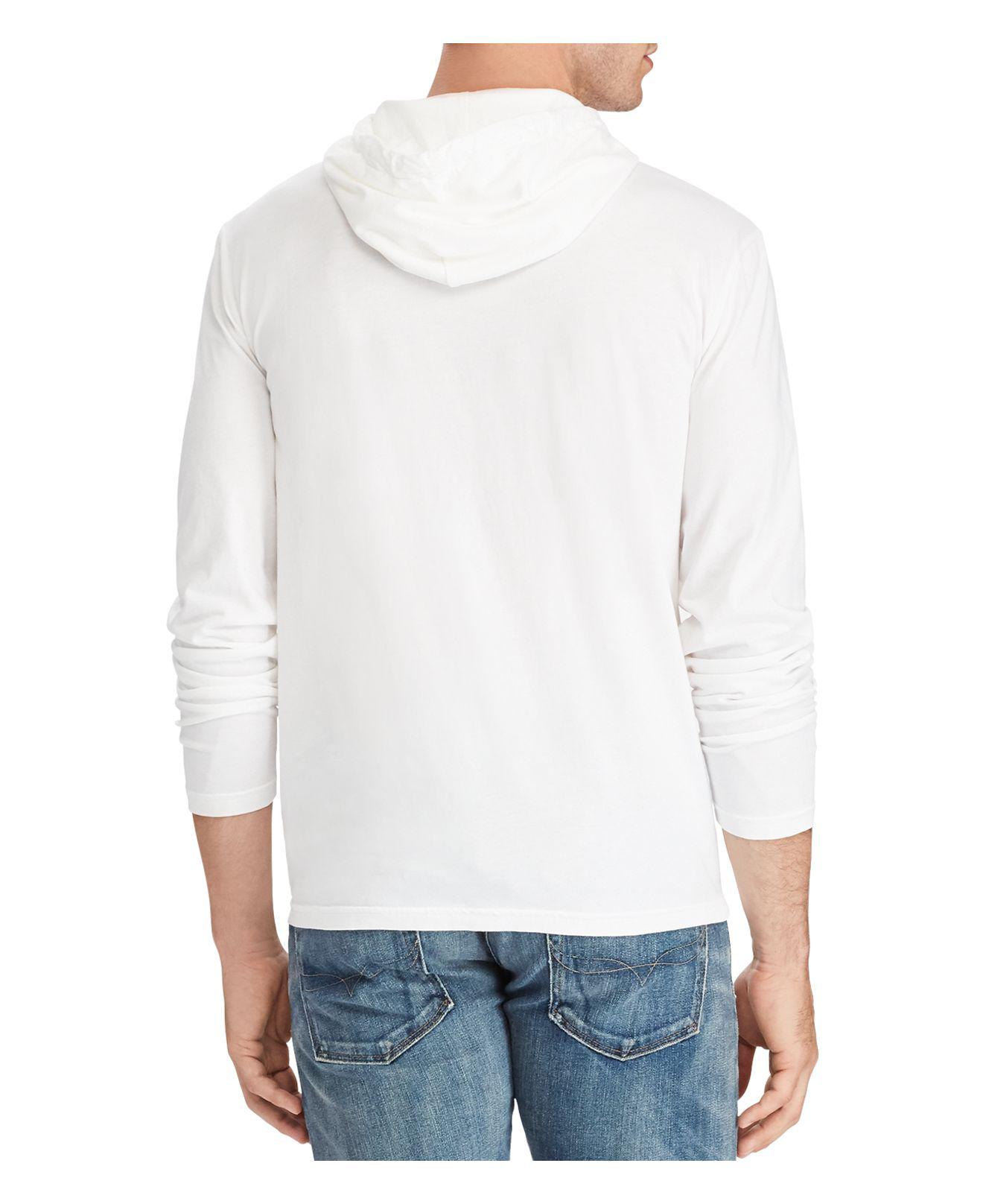 Polo Ralph Lauren Men/'s White//Off White//Weathered White Ivory Hooded T-Shirt