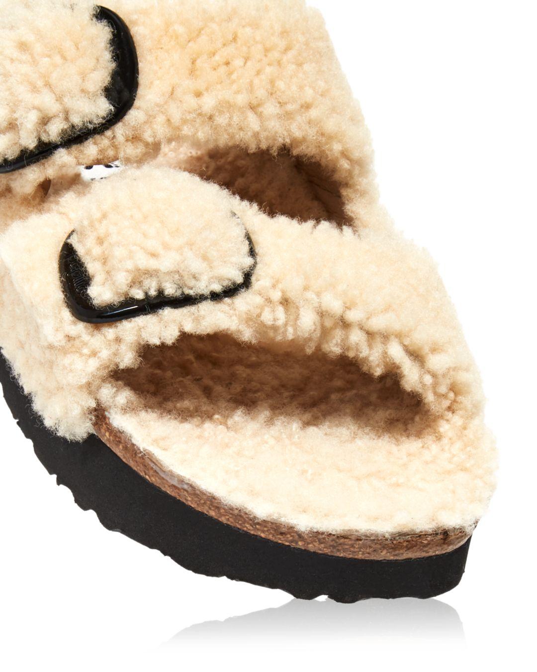 birkenstock women's papillo arizona shearling slide sandals