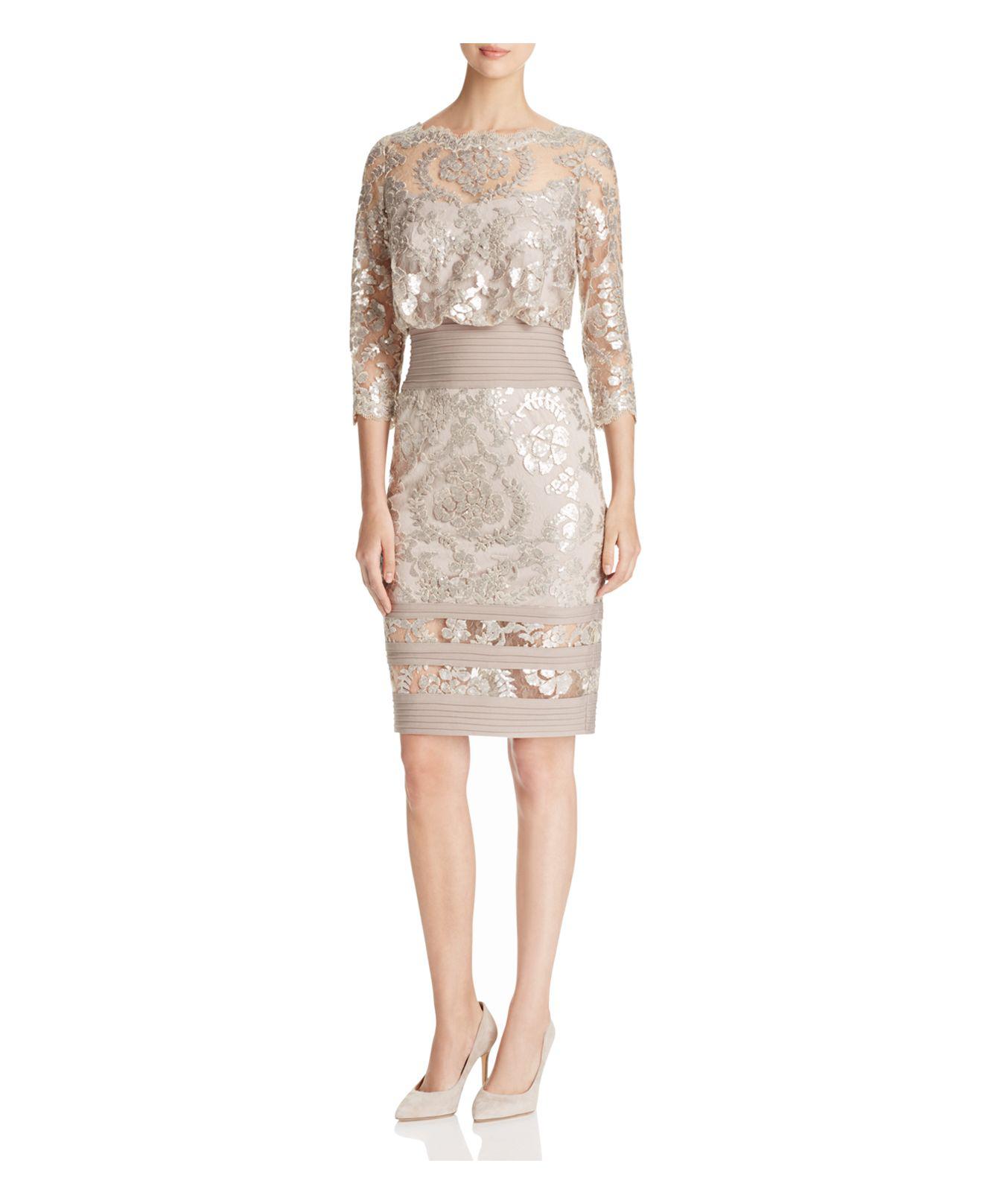 tadashi shoji sequin lace gown