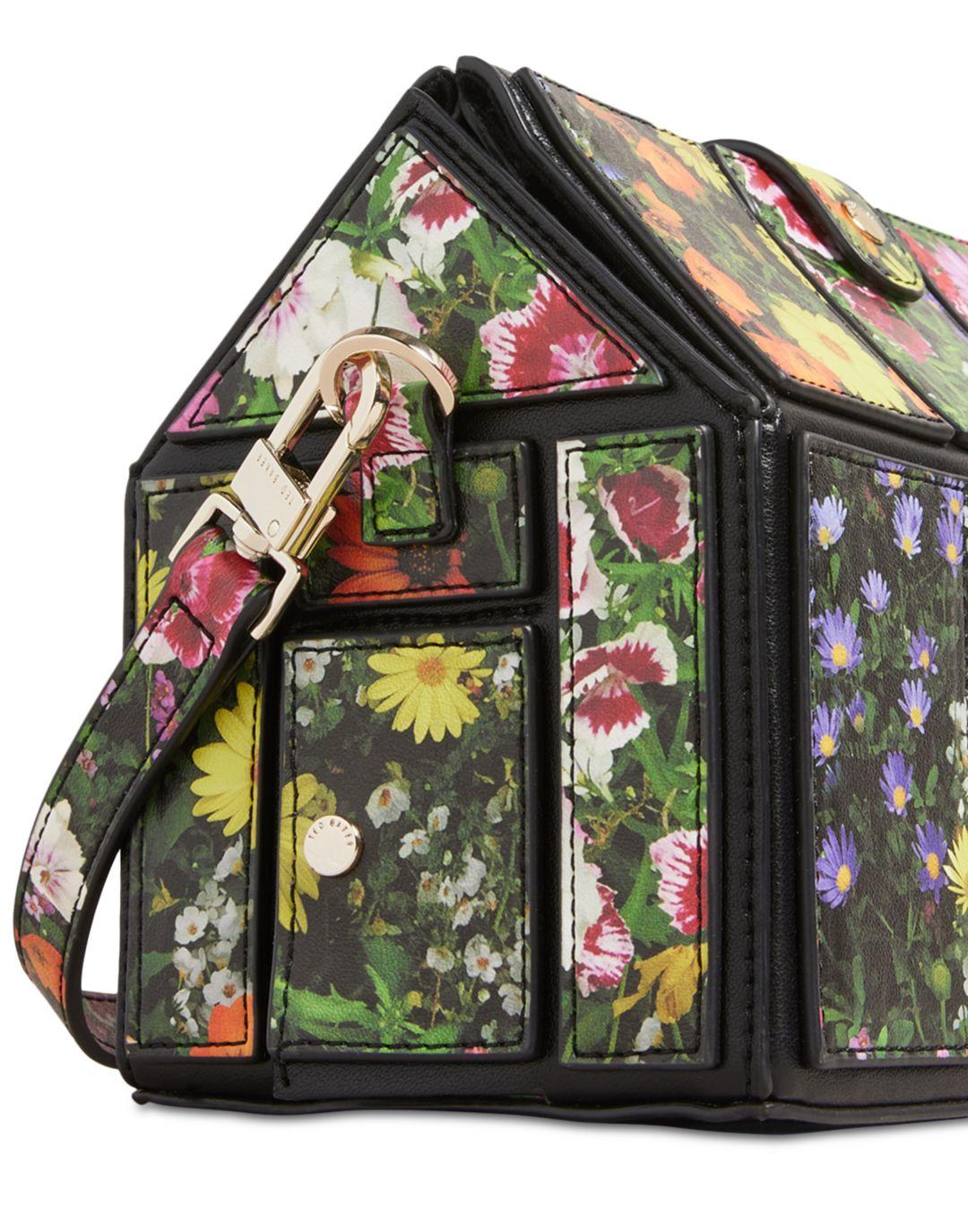 Ted Baker Floral Green House Mini Shoulder Bag in White | Lyst