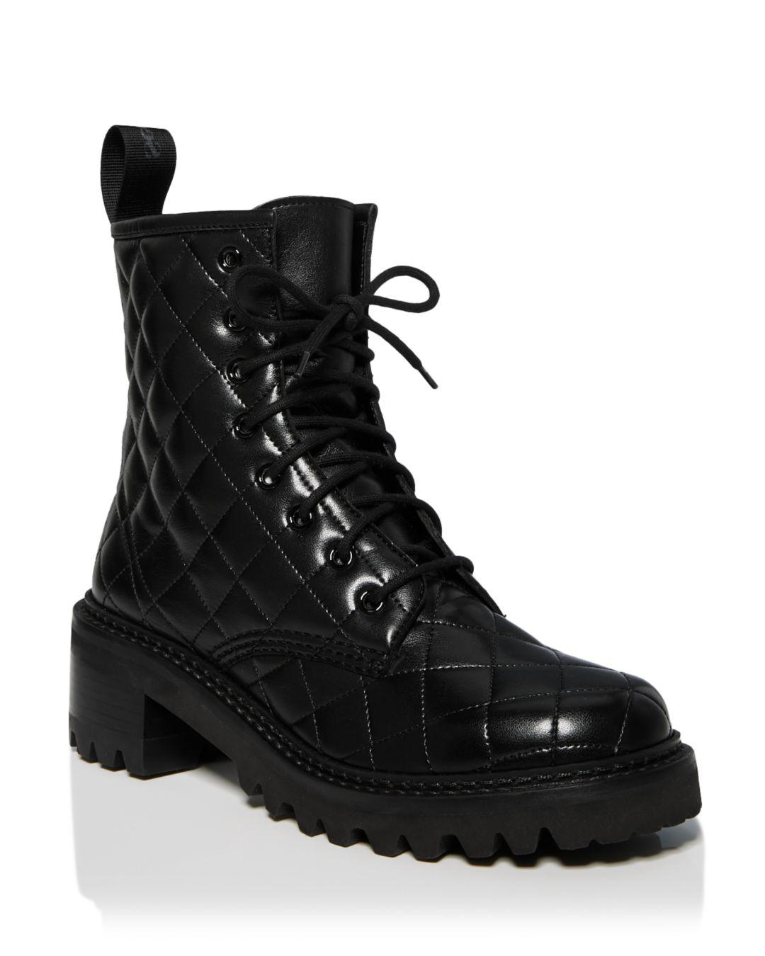 See By Chloé Jodie Quilted Lace Up Boots in Black | Lyst