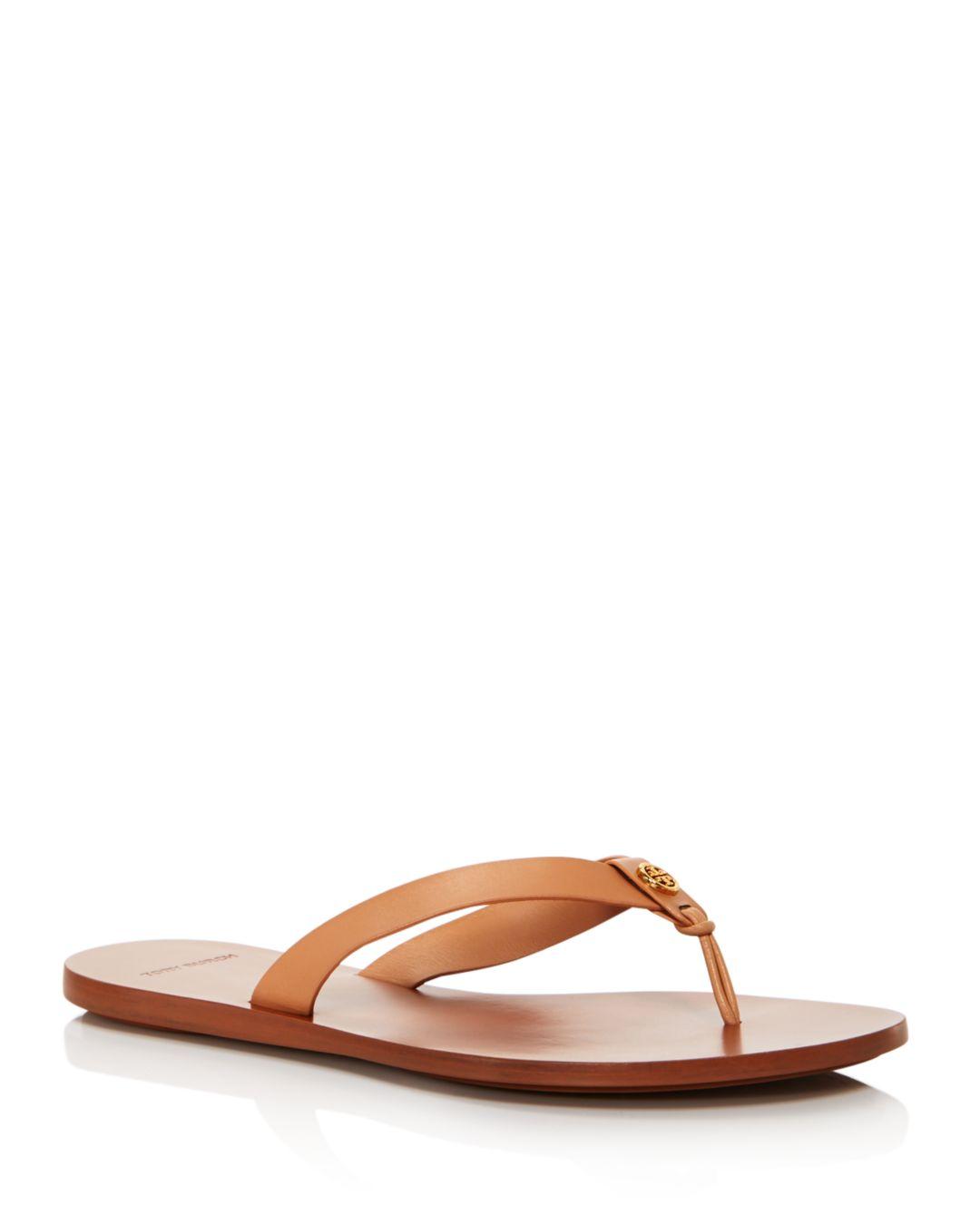 Tory Burch Women's Manon Leather Thong Sandals in Natural - Lyst