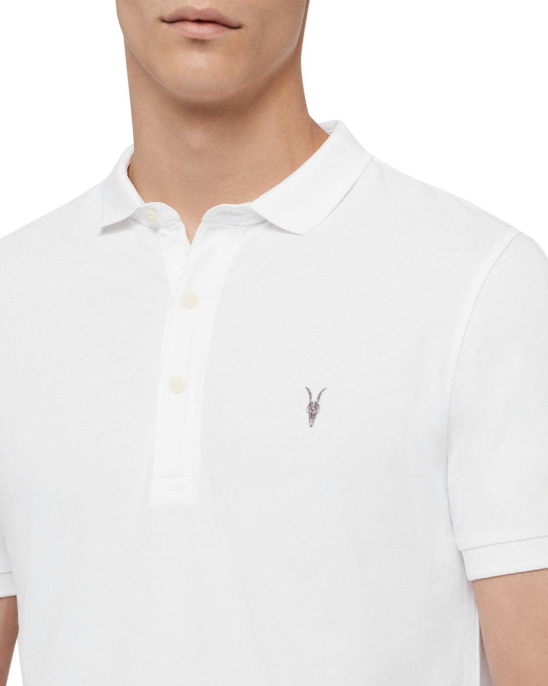 AllSaints Cotton Reform Slim Fit Polo Shirt in White for Men Lyst