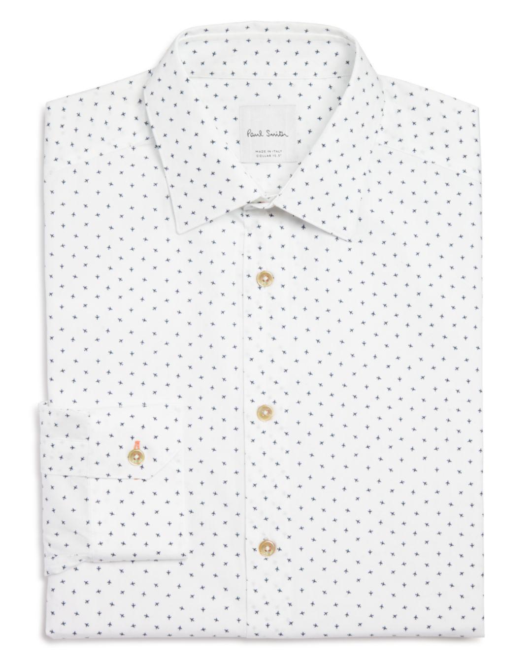 Paul Smith Airplane Print Slim Fit Dress Shirt in White for Men | Lyst