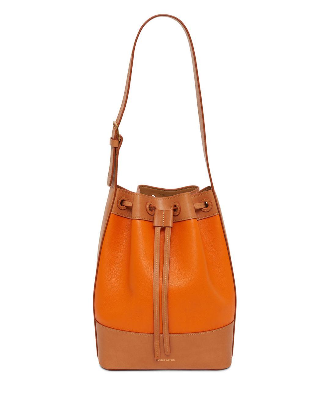 Mansur Gavriel Color Block Leather Bucket Bag in Orange Lyst